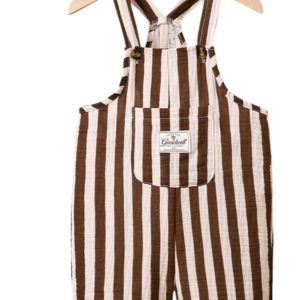 Baby Boy's Brown & Whited Striped Cotton Overalls
