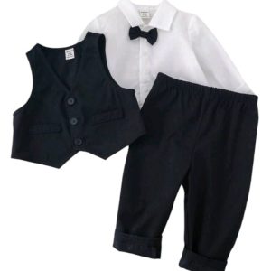 Beautiful Black & White Baby Boy's 3Pcs Tuxedo