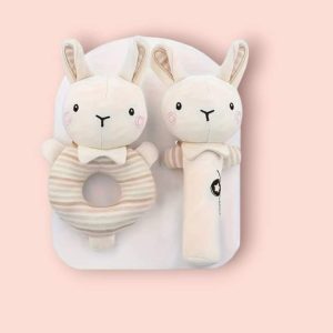 2 Pcs Rabbit bell baby toy set