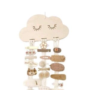 Beautiful Cloud shape wooden hairclip holder