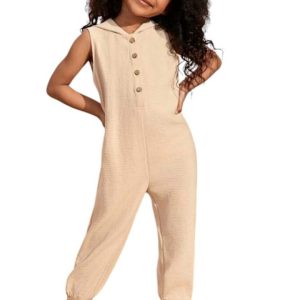 Young girls' sleeveless jumpsuit with hoody