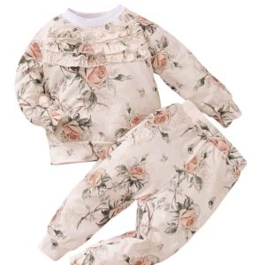 Vintage Collection: Baby girl's floral print 2pc winter wear
