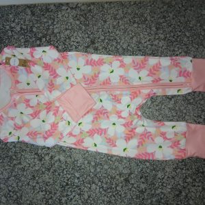 Light pink longsleeve peachblossom flowers onsie