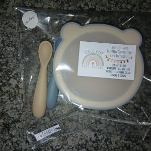 Silicone suction plates + lids with 2 spoons set